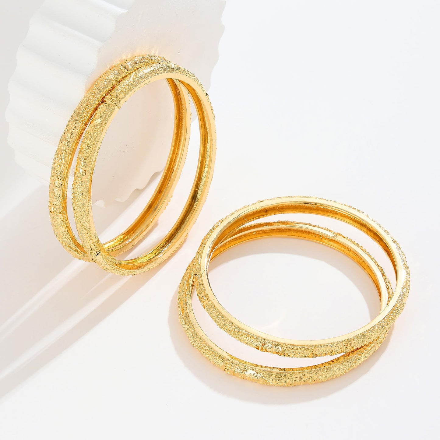 Ethlyn Large Sized Wrist Women Bracelets 2.7inch 18K Gold Plated Fixed Big Size Wrist Bangles Sets (4pcs /lot) (MY2357)