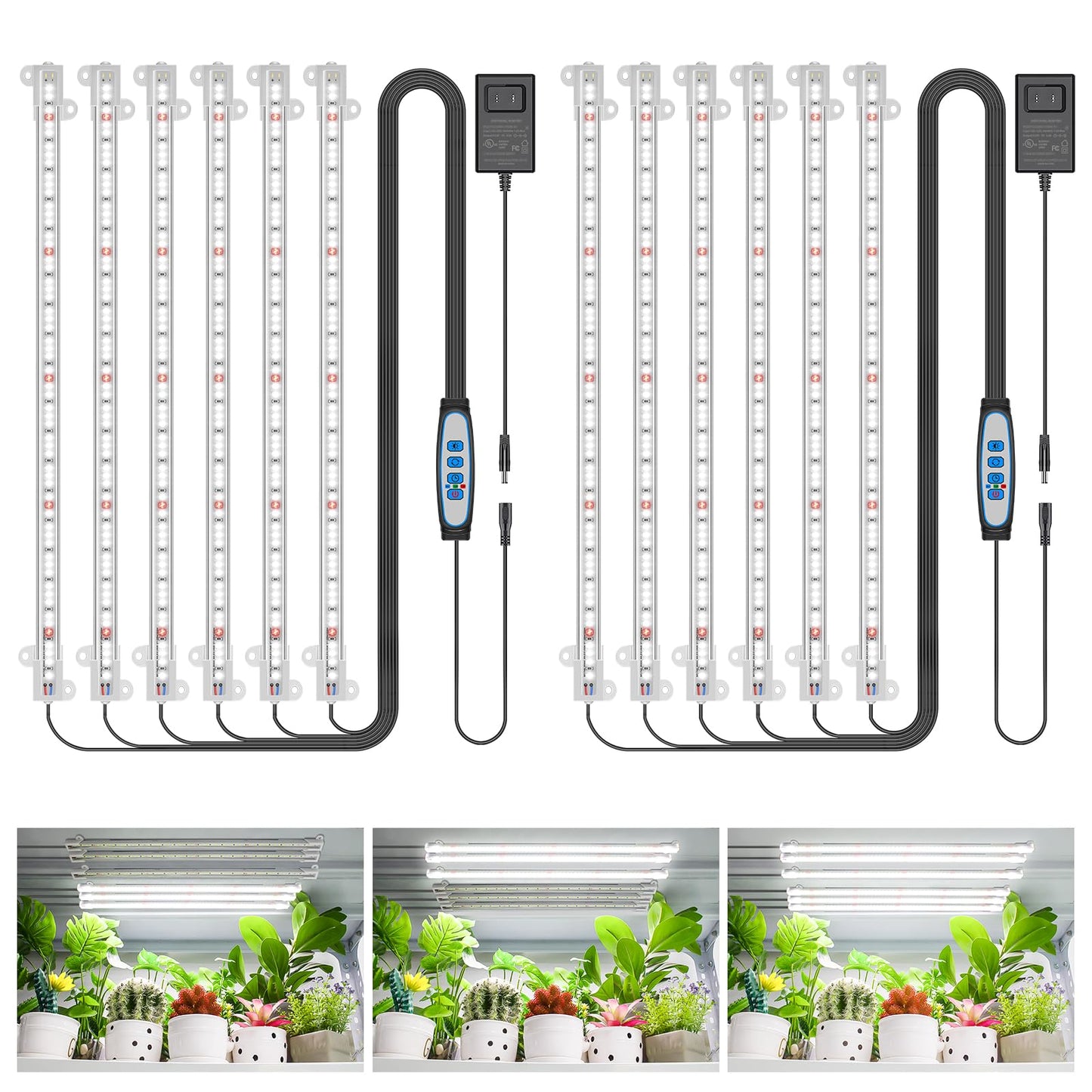 Wiaxulay Grow Light, 360 LEDs Full Spectrum Plant Light for Indoor Plants, 6 Bars/16 in Grow Light Strip with Auto Timer 6/12/16 Hrs, 3 Switch Modes, 5 Dimmable Levels for Green House Hydroponics