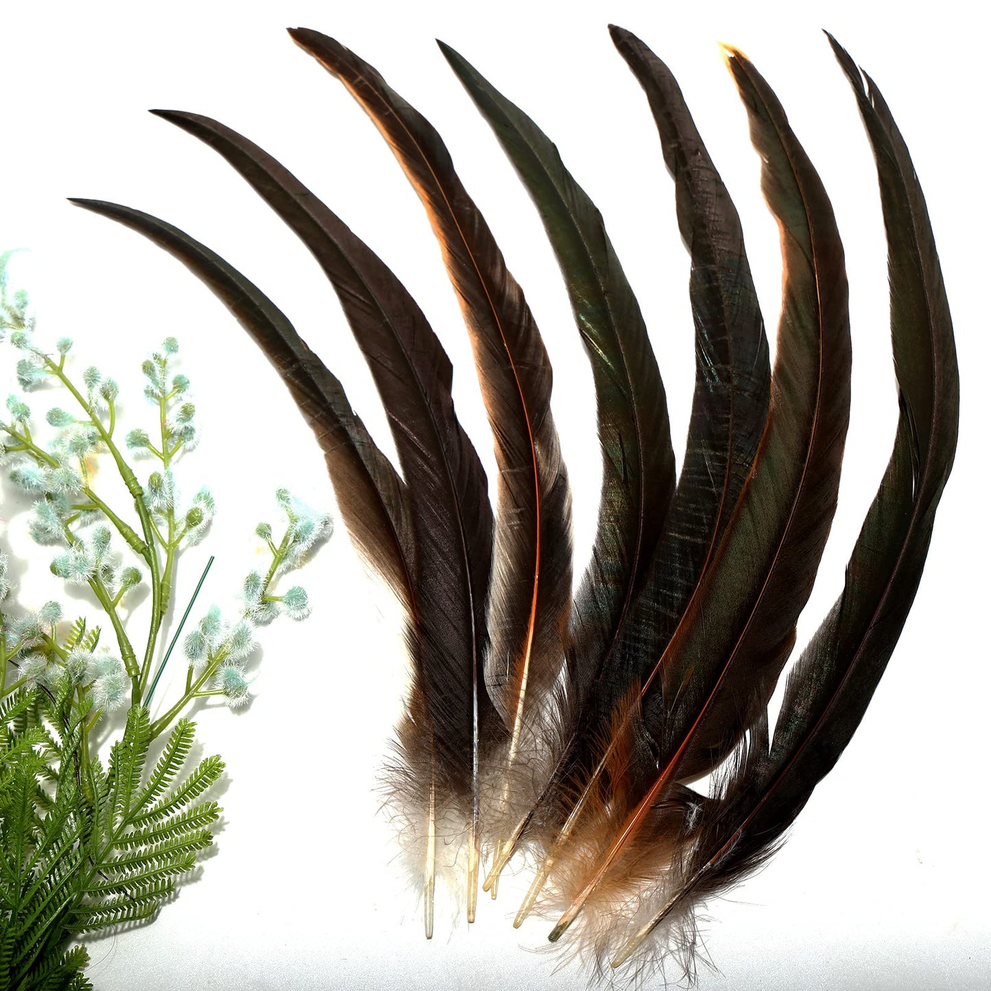THARAHT 20PCS Rooster Coque Tail Feathers Bulk Natural 16-18Inch 40-45cm for Crafting Wedding Gras Masquerade Party Performances DIY Decoration Rooster Tail Feather,Natural