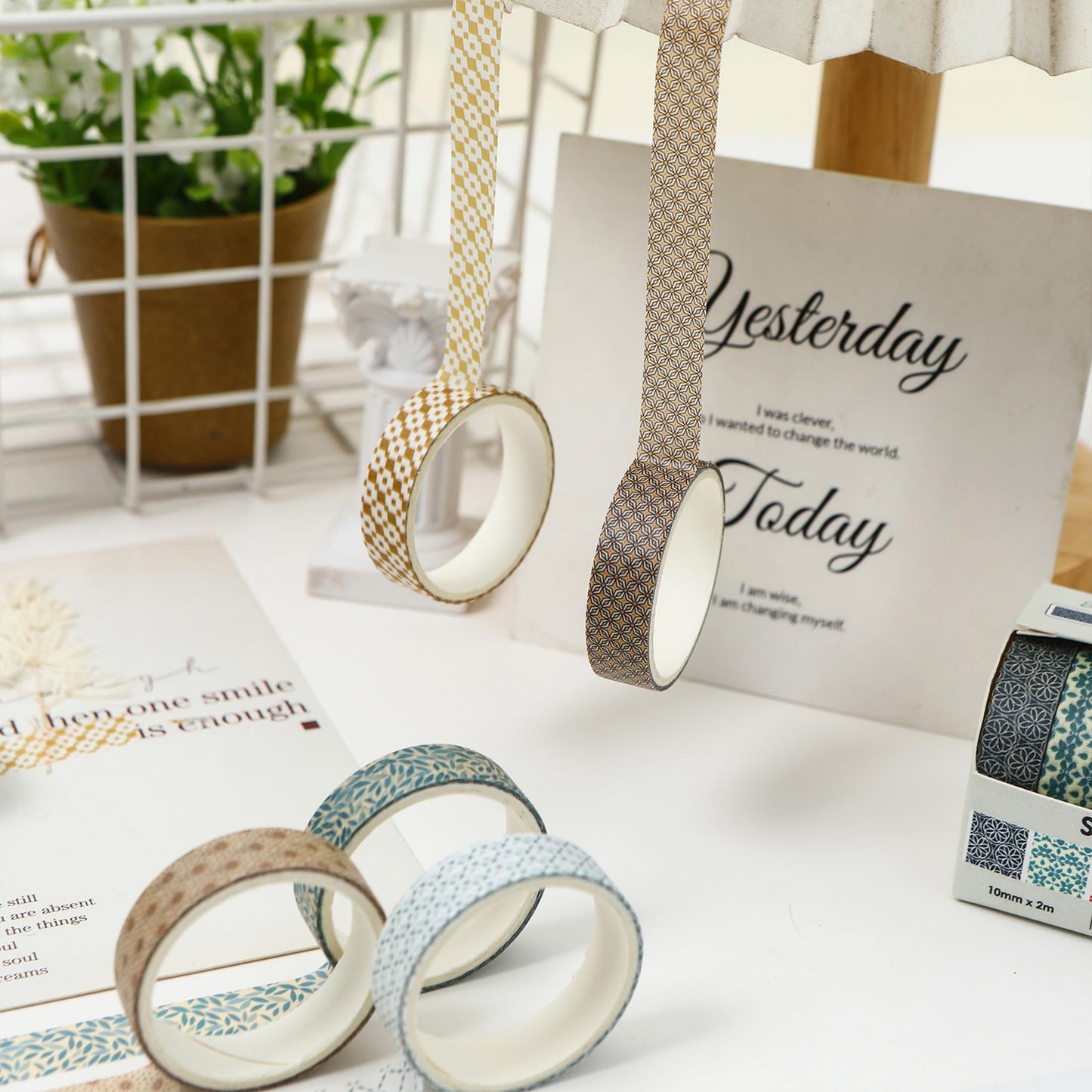 YUBX Basic Patterns Washi Tape Set 60 Rolls Geometric Elegance Decorative Skinny Masking Tapes for Arts, DIY Crafts, Journals, Planners, Scrapbook, Wrapping
