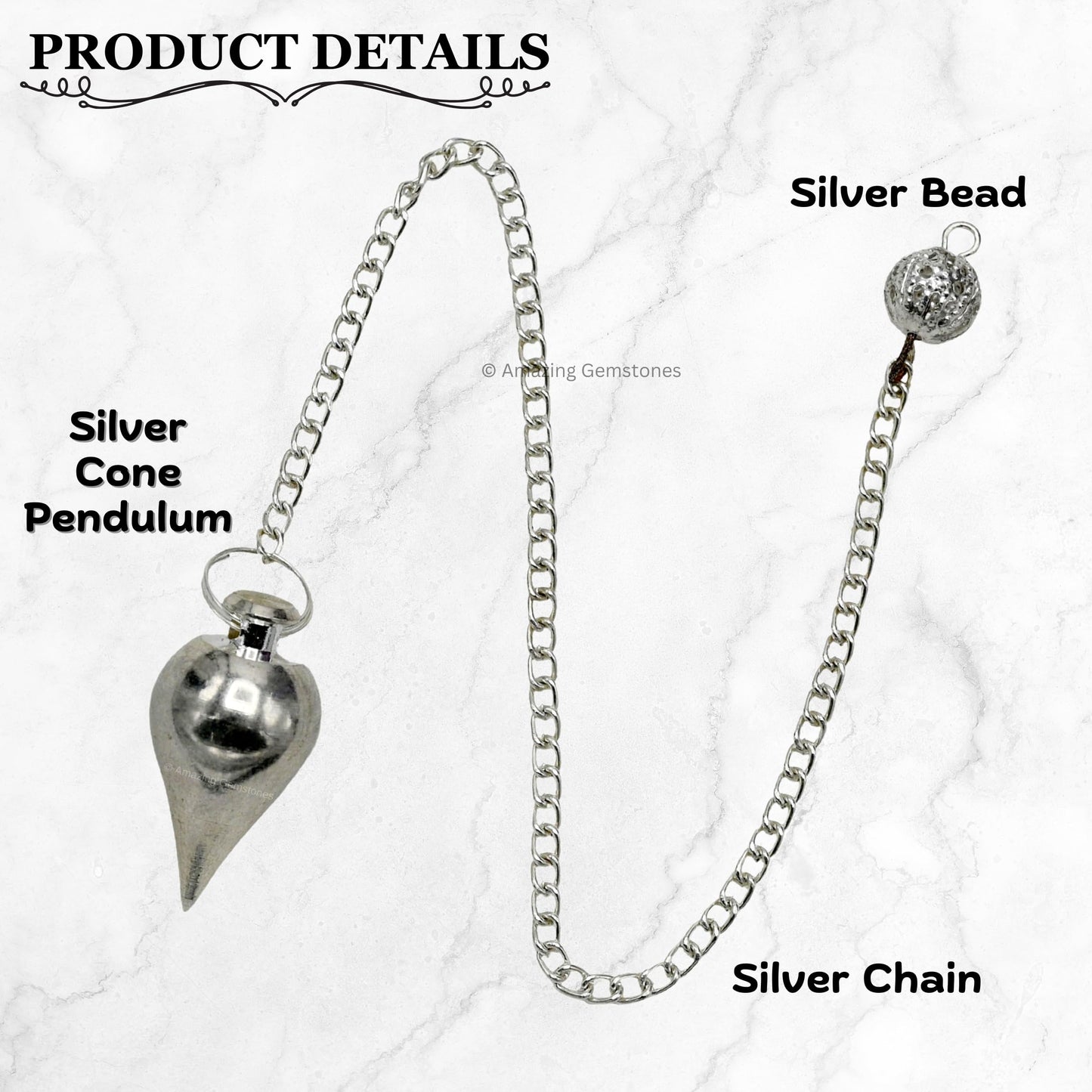 Amazing Gemstone Healing Metal Pendulums for Divination, Silver Cone Steel Copper Pendulum High Energy Pendulo de Bronce Pendulos de Mesa MP1