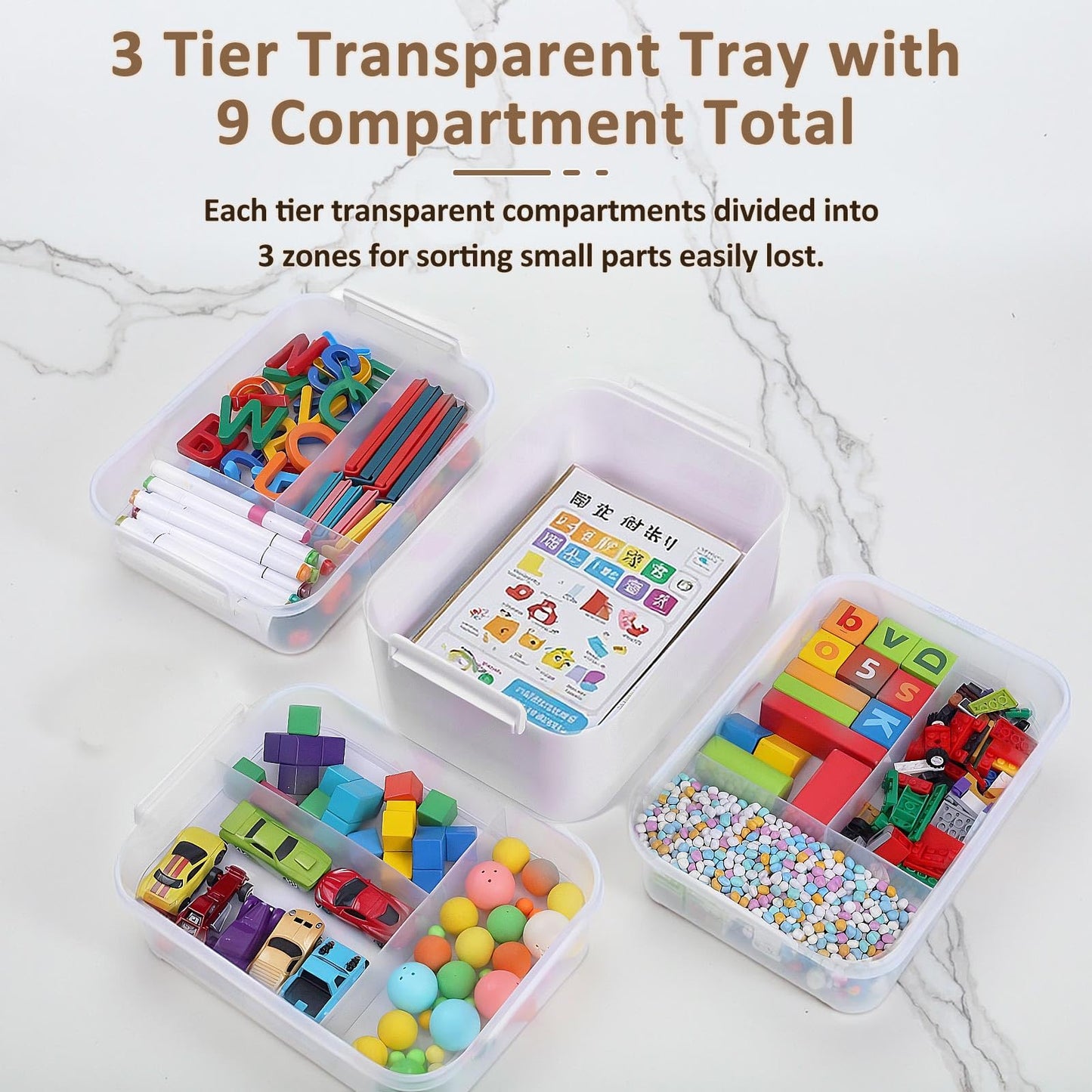Gifhomfix 4-Layer Plastic Craft Organizers and Storage Box with Removable Trays, Storage Containers with lids and Handle, Art Supply Storage Organizer for Organizing Bead, Sewing, Tool
