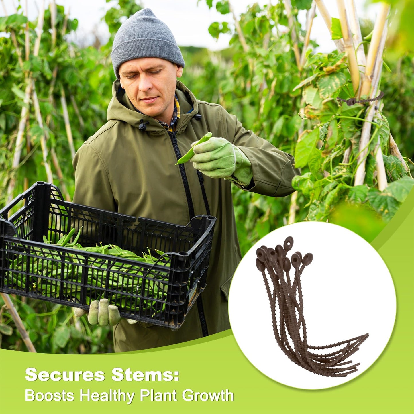 M METERXITY 48-Pack Adjustable Plant Ties, 4.7/5.9/6.7/8.2 Inch Silicone Flexible Multi-Function Garden Twist Tie for Crafts/Gift Wrapping/Gardening Plants, Reusable Support Twine [Brown]