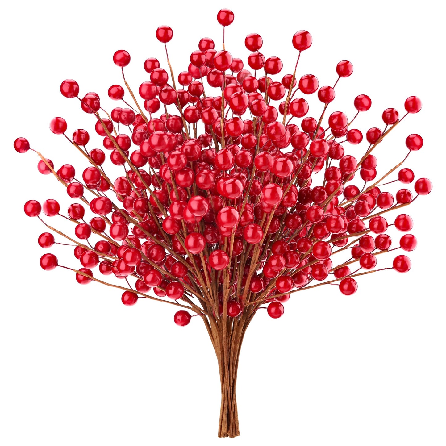 Quancru 10 Pcs Artificial Red Berries Stems 13.5" Christmas Holly Berry Branches Fake Pomegranate for Home Holiday Wedding New Year Wreath DIY Crafts Vase Floral Picks Decorations