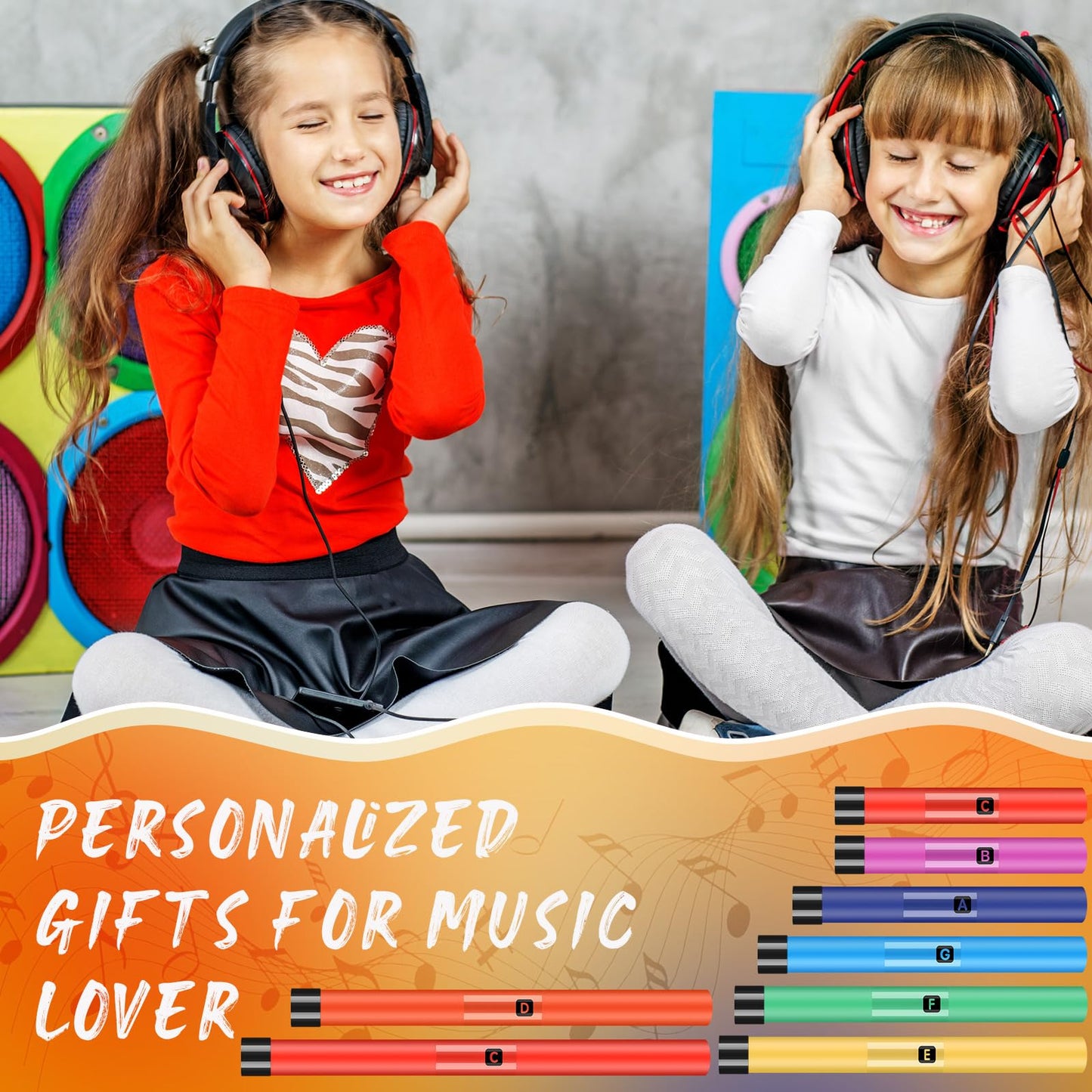 Silipull 16 Pcs Musical Sound Tube Percussion Tube Set with Percussion Caps Music Instruments for Outdoor Classroom