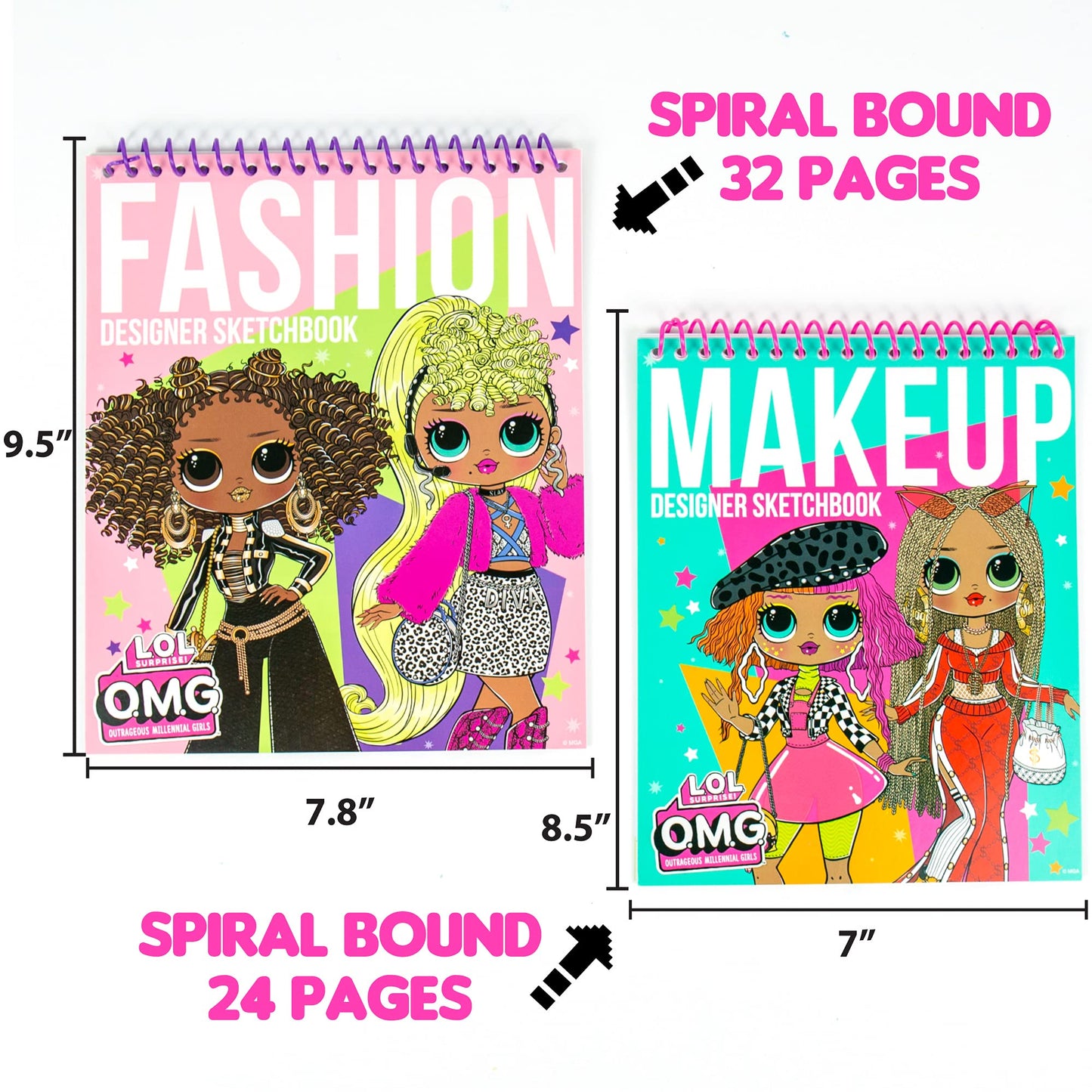 LOL Surprise! OMG Flawless Fashion Sketchbook by Horizon Group USA, DIY Craft Kit, Learn Pattern Making & Drawing, Includes Sketchbook, Stencils, Art Pages, Repositionable Stickers & More