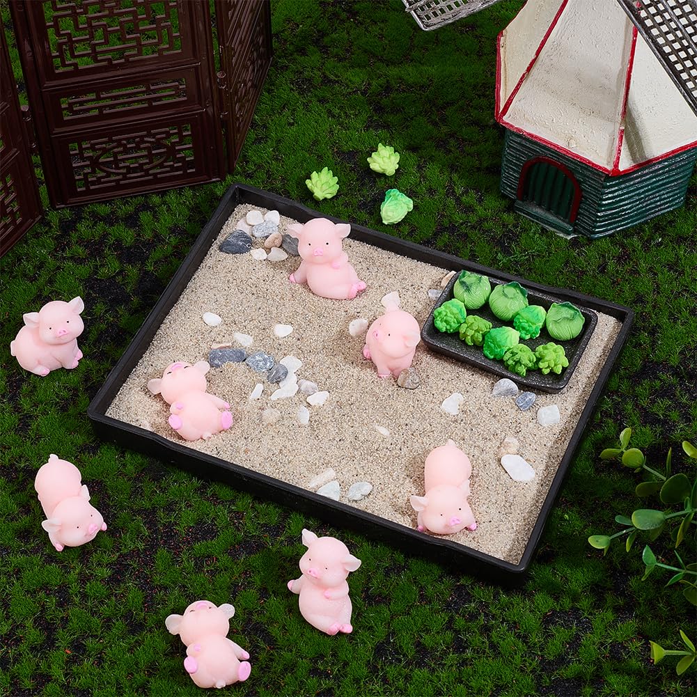 WEBEEDY Zen Garden Kit for Desk,Pig Theme Japanese Zen Sand Garden Box Decor Set with Tray,Sand,Tools for Desktop Meditation Decoration Sandbox Tray Kit Gift,Rectangular(8.3x6.2/21x15.7cm)