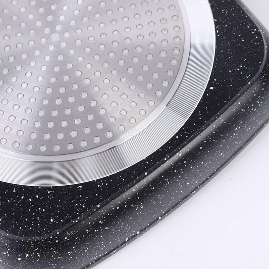 Davnjcka Nonstick 11" Square Grill Pan for Steak, Granite Coating for Gas Induction All Stovetops Compatible (11 X 11 X 1.7 inch)