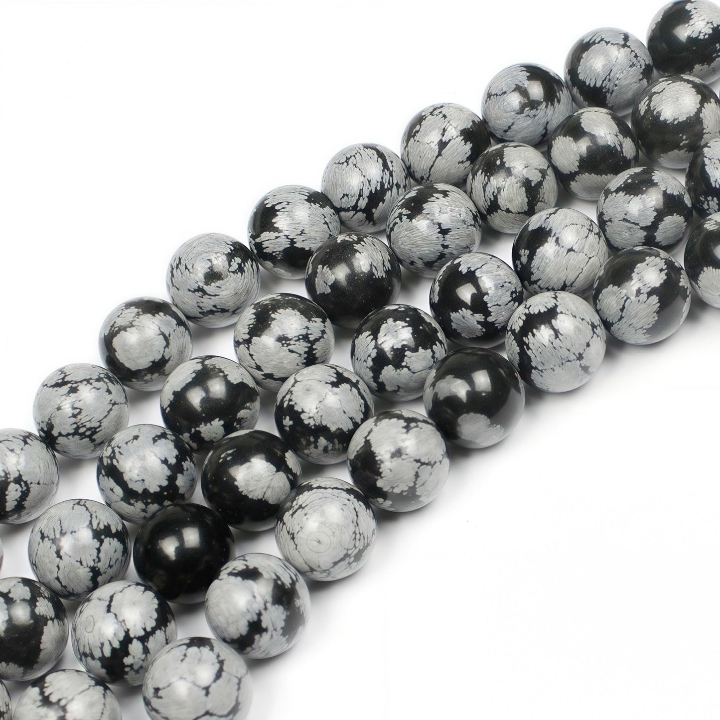MJDCB Snowflake Obsidian Beads Round Natural Stone Beads for Jewelry Making DIY Bracelet (6mm)