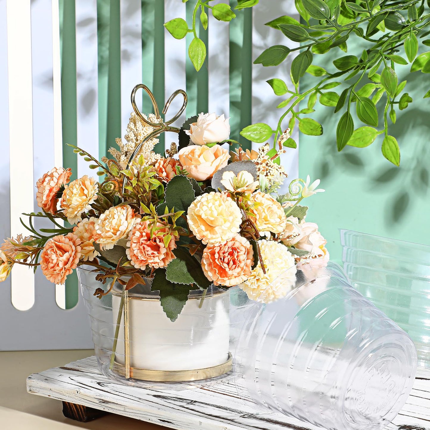 Hoolerry Plastic Plant Saucer Clear Deep Drip Tray Thickened Clear Plant Saucers Trays for Pots Deep Drip Trays for Home Garden Indoor and Outdoor Potted(15 Pcs,4, 6, 8 Inch)