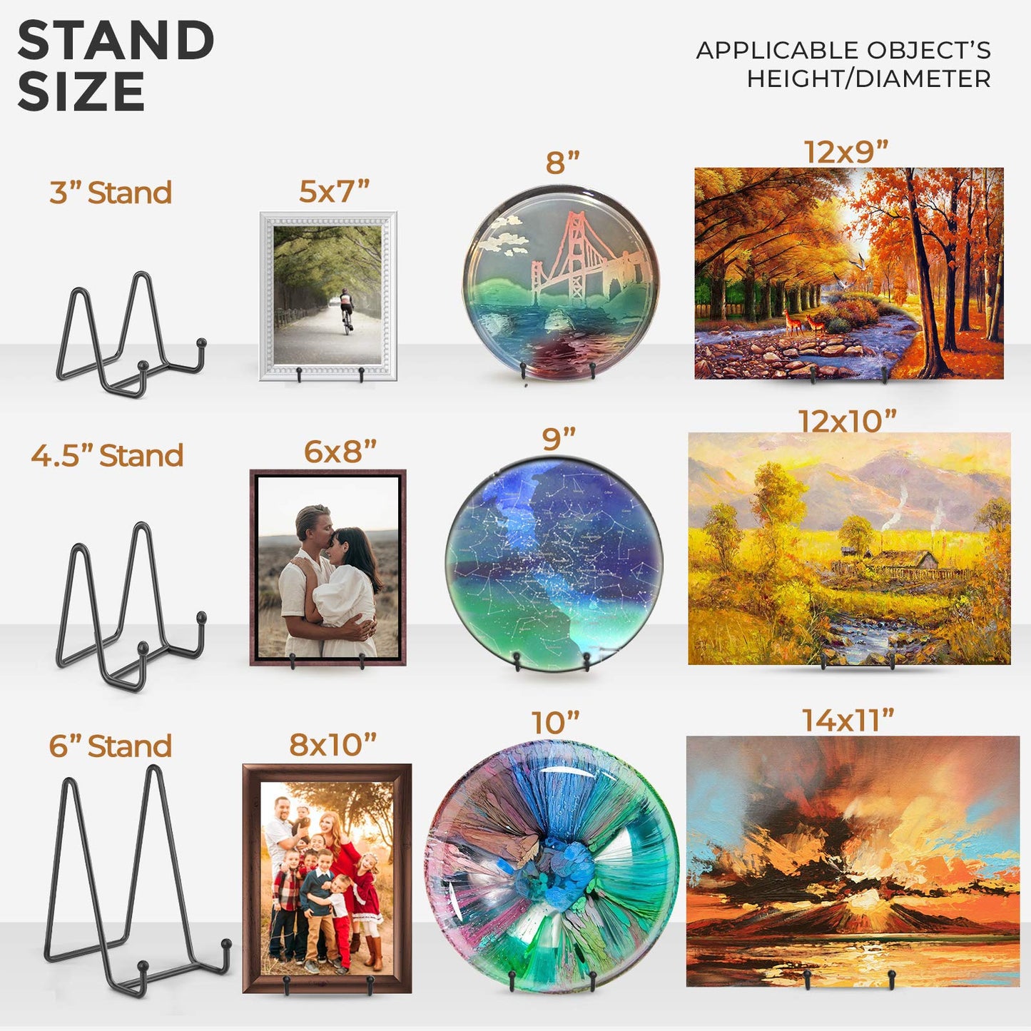 TR-LIFE Plate Stands for Display - 6 Inch Stand + Metal Frame holder stand Picture, Decorative Plate, Book, Photo Easel (2 Pack)