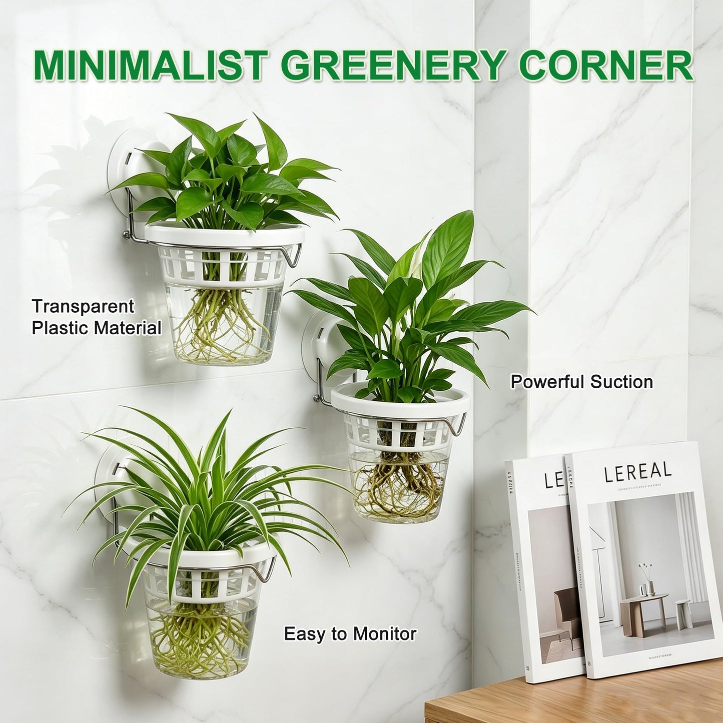 3 Pcs Window Propagation Stations Plastic Wall Hanging Planter with Suction Cup Holder Window Mounted Plant for Hydroponics Plants, Home, Office, Bathroom, Living Room Decor and Any Smooth Surface
