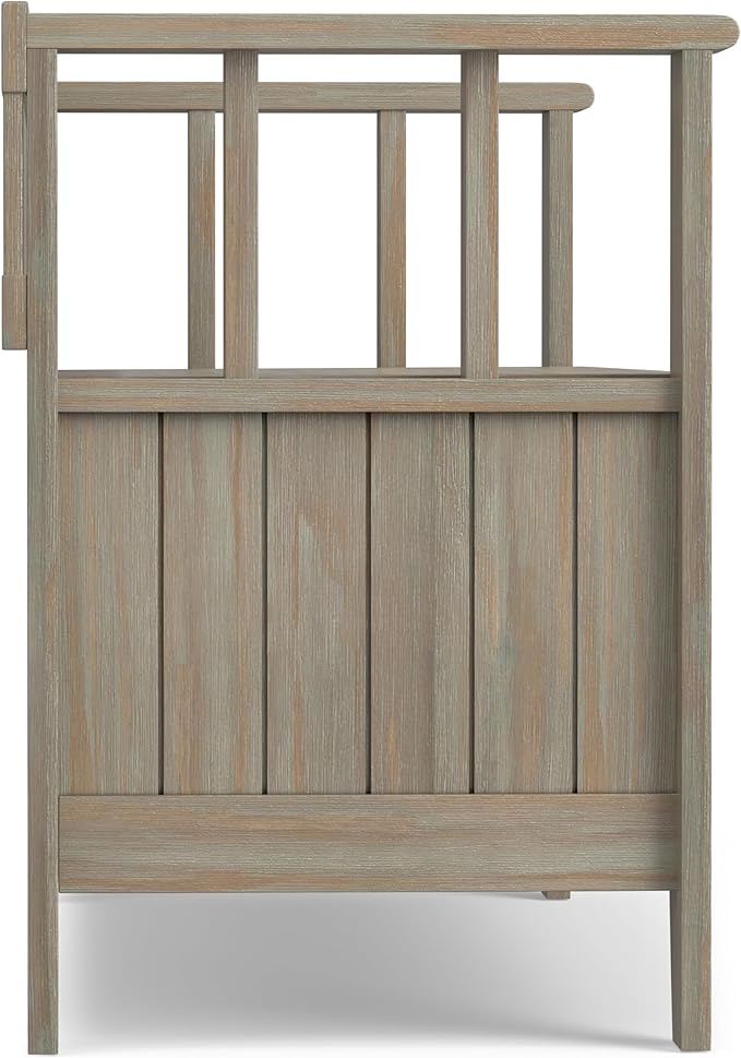 SIMPLIHOME Acadian Entryway Storage Bench - 48 inch Wide Solid Wood Hallway Seat in Distressed Grey, Transitional Bench for Entryway or Living Room with Lift-Up Lid and Spacious Storage