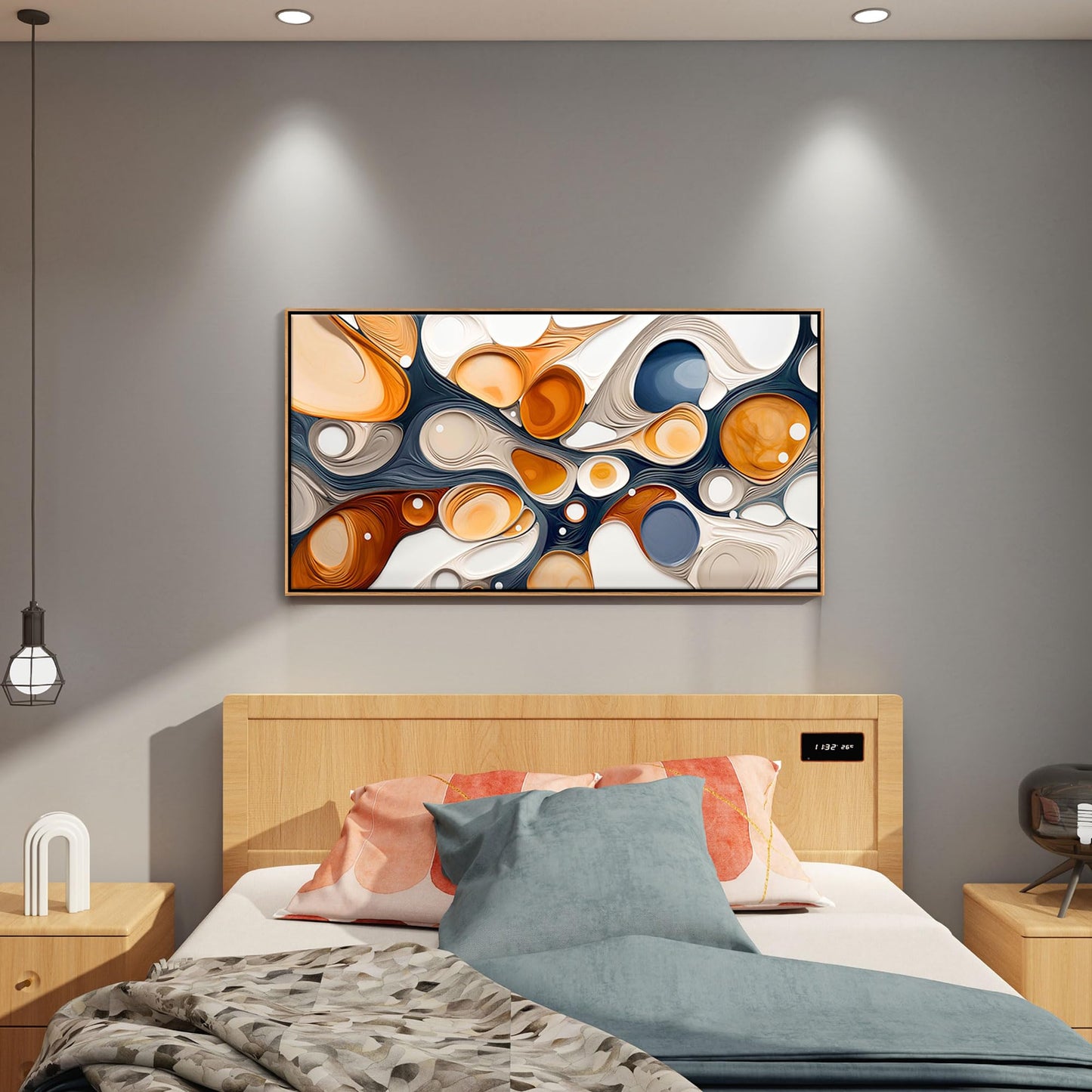 XLSJERST Wall Art for Living Room - Elegant Curves Abstract Wall Art Modern Lightness for Office Wall Decor Adorned with an Exquisite Frame for a Touch of Sophistication