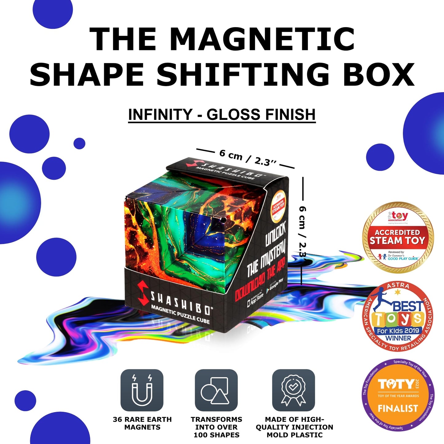 Shashibo DODECA Shape Shifting Box - Award-Winning STEM Fidget Toy with Ultra Strong Magnets - Puzzle Cube Transforms Into 100+ Shapes, Perfect Sensory Gift for Kids, Teens, and Adults (Infinity)