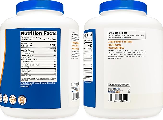 Nutricost Whey Protein Powder, Unflavored, 5 pounds - from Whey Protein Concentrate