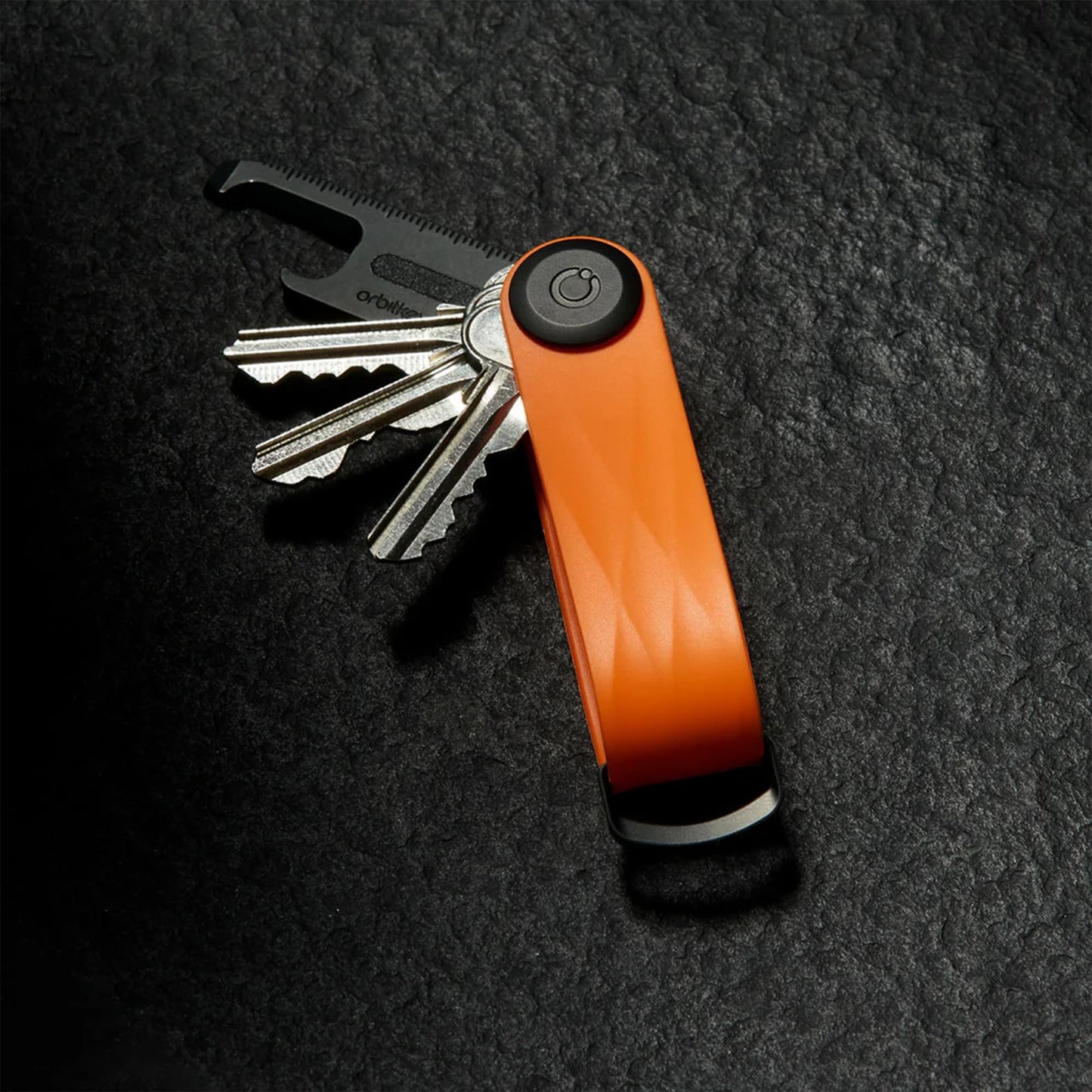 Orbitkey Active Key Organizer Lite – Durable Holder with Elastic Polymer Band, Carabiner Ring & Secure Locking Mechanism – Slim Pocket-Friendly Keychain for Everyday Carry & Travel (Tangerine)