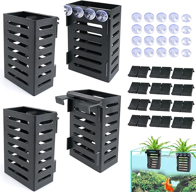 Aquarium Plant Holder with Hooks Clear Acrylic Fish Tank Plant Holder 2PCS