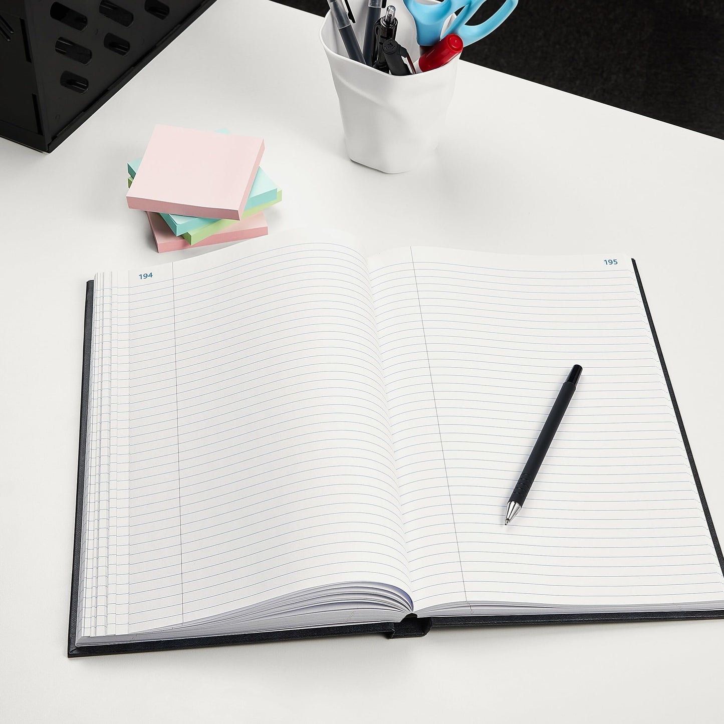 Staples Record Book, Blue Marble Hardbound Ledger, 300 Numbered Pages, 7.25" x 11.75", Durable Sewn Binding Notebook for Logs, Records & Notary Entries