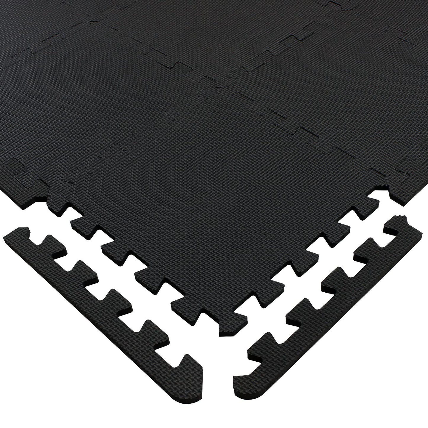 Yostrong® 18 Tiles Interlocking Puzzle Foam Baby Play Mat with Straight Edges for Playing - EVA Babies Crawling Mat | Rubber Floor Work Out Mats for Home Gym. Black. YOC-Db18S18