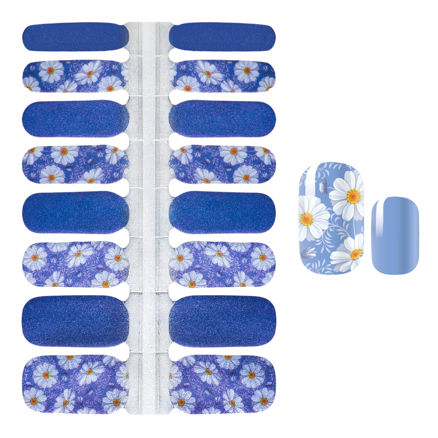 SILPECWEE 5 Sheets Flower Glitter Nail Polish Strips Adhesive Nail Stickers Full Nail Wraps for Women Nail Art Stickers Stick on Nails with 1pc Nail File