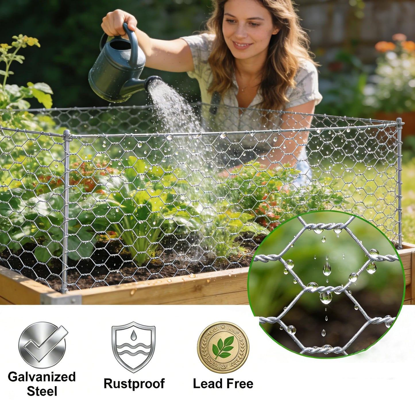 Amagabeli Chicken Wire Fencing 16in x 50ft Garden Netting Poultry Wire Hexagonal Galvanized Mesh Roll Fence Barrier for Raised Bed Cattle Panels for Plant Trellis Vegetable Dog Bird Pet Cage Craft