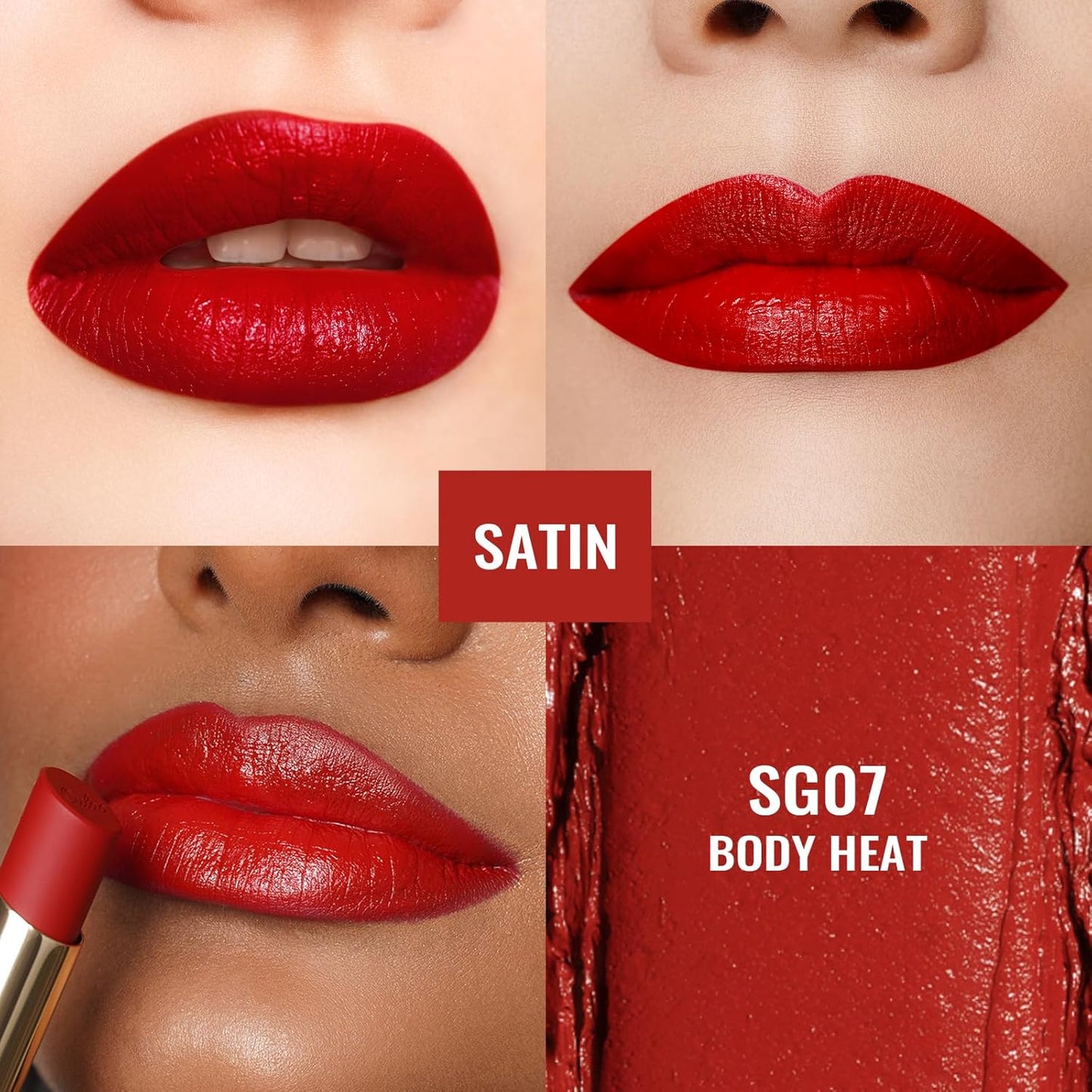 Oulac Color Rich Satin Lipstick Set For Women Red Burgundy Lipsticks High Impact Lipcolor Tinted Lip Balm, Nourishing, Satin Finish, Moisturizing Creamy Formula, Vegan Gluten Free 07+08+15(SET 4)