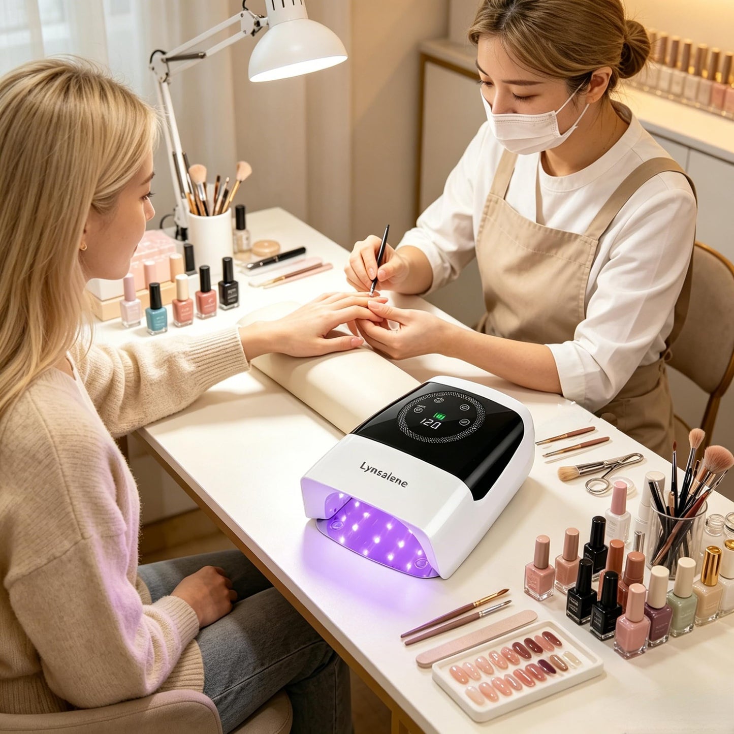 132W UV LED Nail Lamp,Rechargeable UV Light for Gel Nails with 4 Timers & LCD Screen,Profsssional LED Nail Lamp Nail Dryer Fast Curing for Salon & Home Use