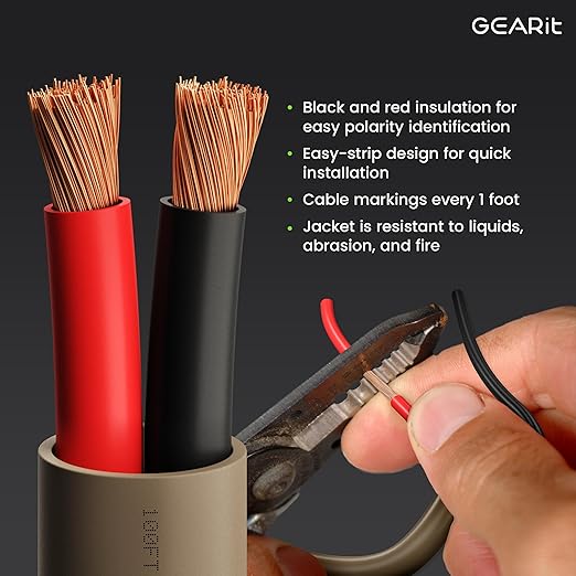 GEARit Outdoor Speaker Wire CL3 Rated, 12 Gauge Speaker Wire, Speaker Cable 100 ft for Outdoor Speakers, Patio, Garden, Backyard Audio, Direct Burial in Ground/in Wall, OFC (Brown, 2-Conductors)