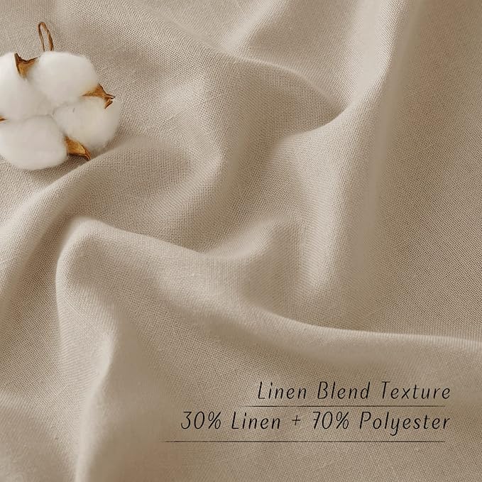 NICETOWN Flax Taupe Linen Curtains for Room Divider, Grommet Top Thick Flax Semi Sheer Vertical Drapes Privacy Assured with Light Filtering for Sliding Glass Door, W68 x L84, 2 Pieces