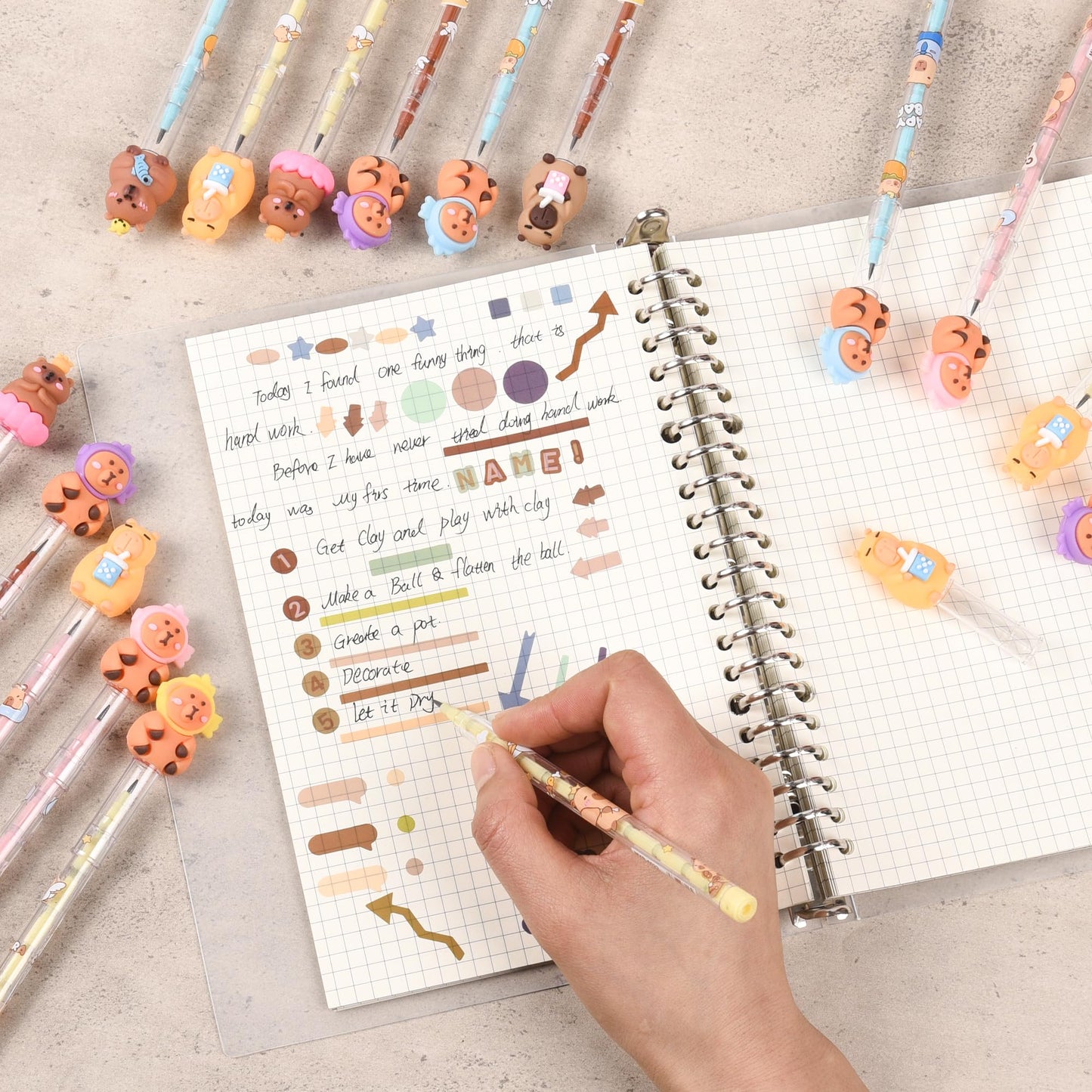Ulema 48 Pieces Cute Capybara Stackable Pencils Capybara Study Supplies Translucent Multi Point Push Fun Pencils Gifts for School Supplies Classroom Rewards.