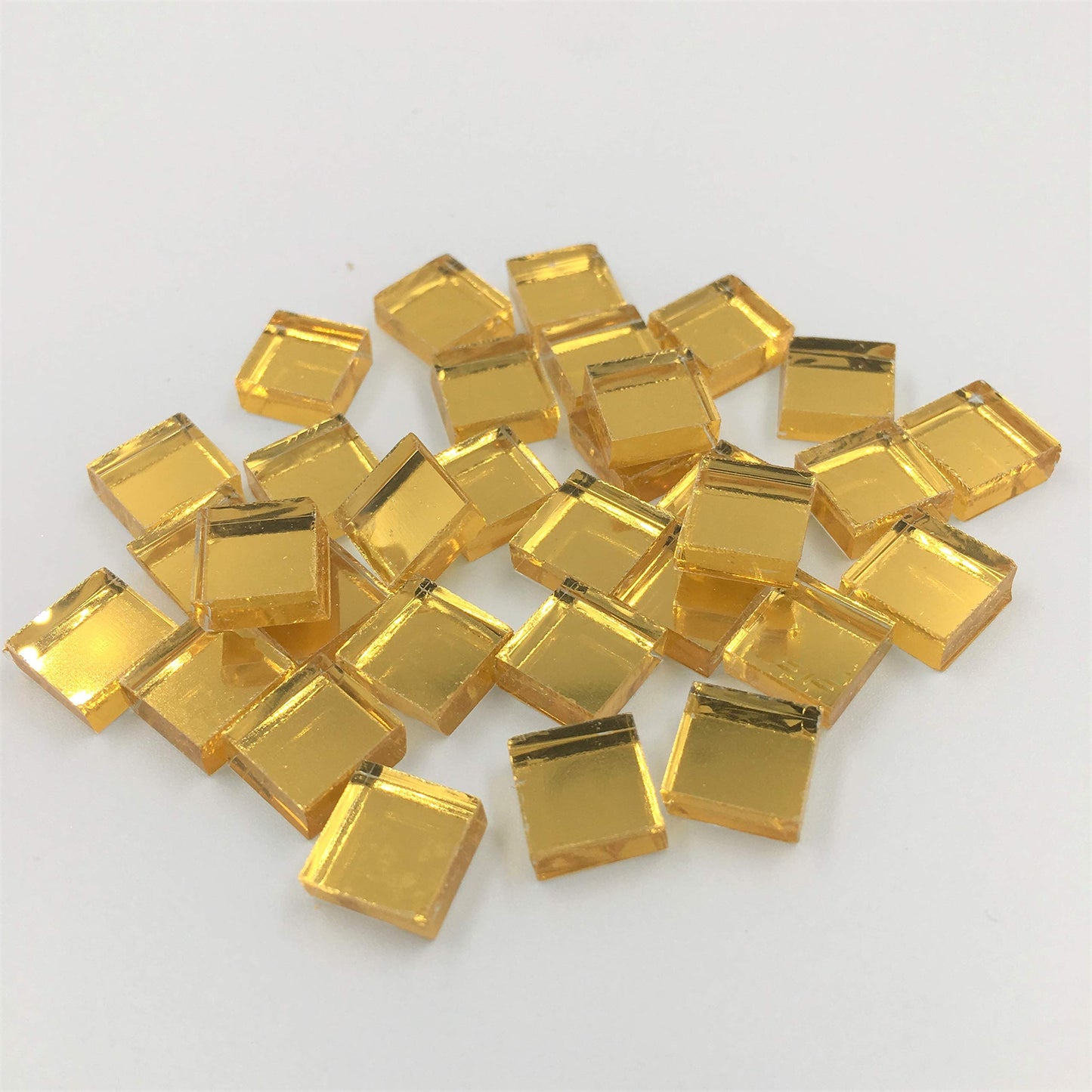 3/8 Inch Small Glass Square Craft Mirrors Bulk 100 Pieces Mosaic Tiles Gold
