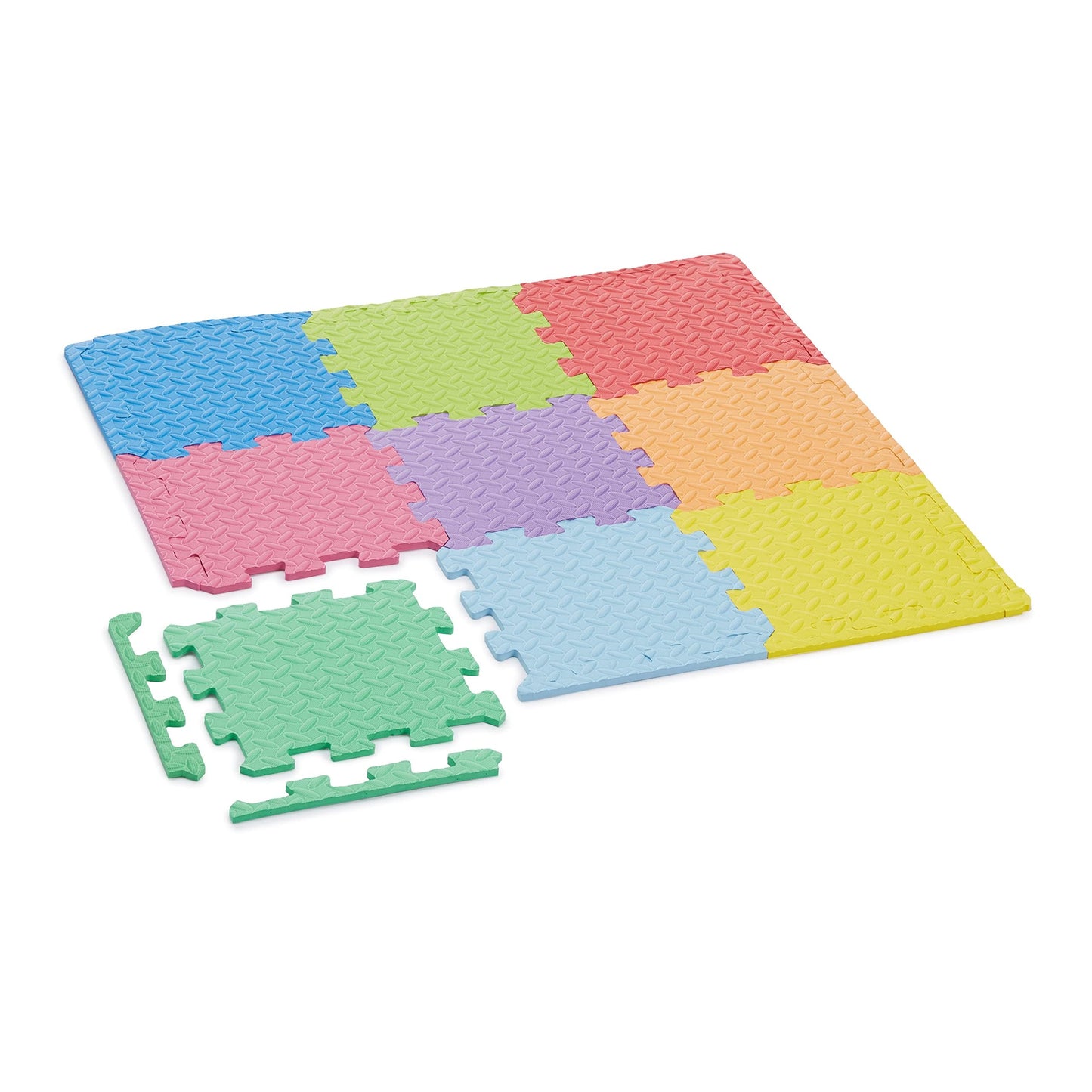 Amazon Basics Kids Interlocking Puzzle Exercise Play Mat, EVA Foam Floor Tiles, 36-Pack with 54 Borders, 12" x 12", Colorful, Soft