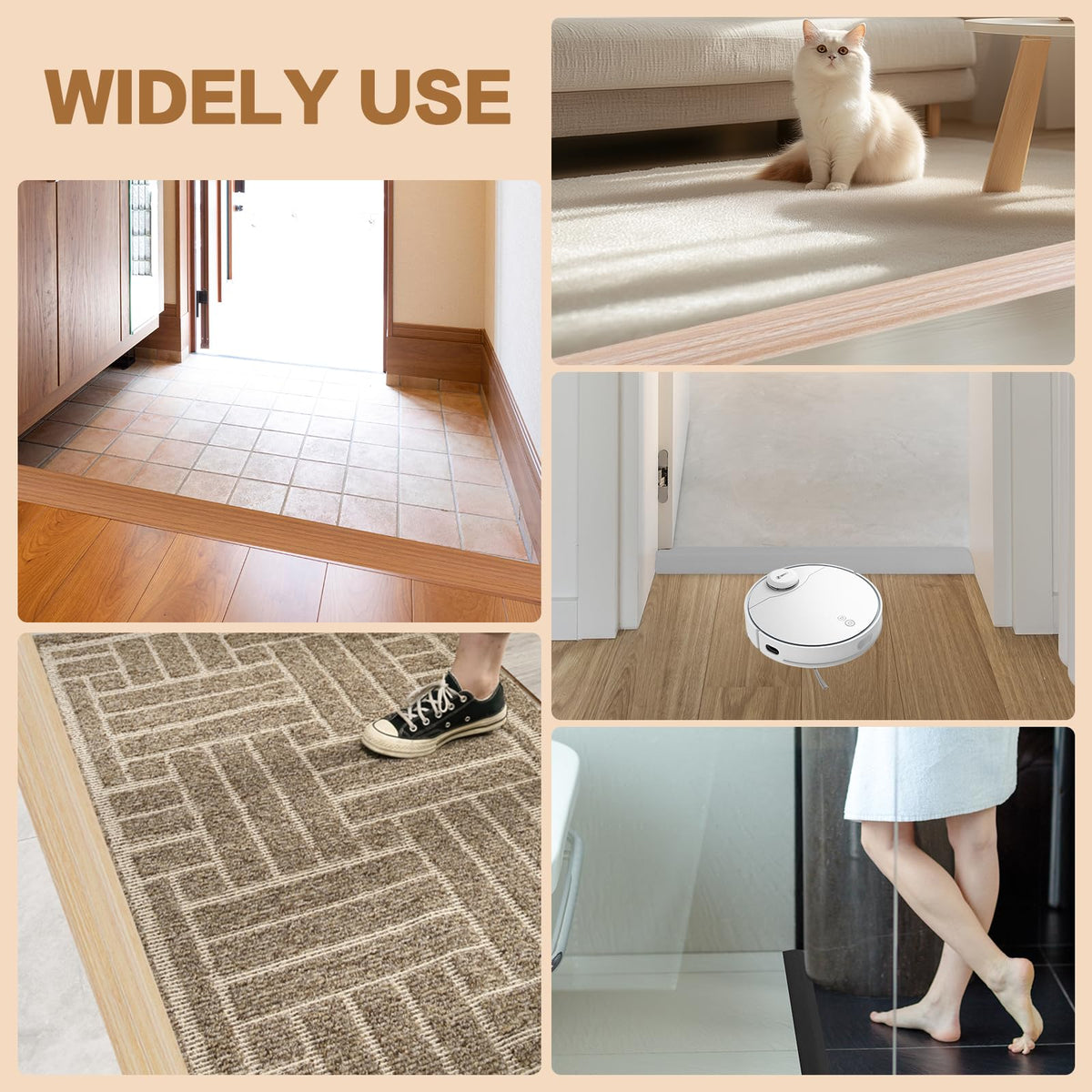 Floor Transition Strip Vinyl Door Threshold Ramp Self Adhesive Carpet Edging Strip Doorway Edge Trim