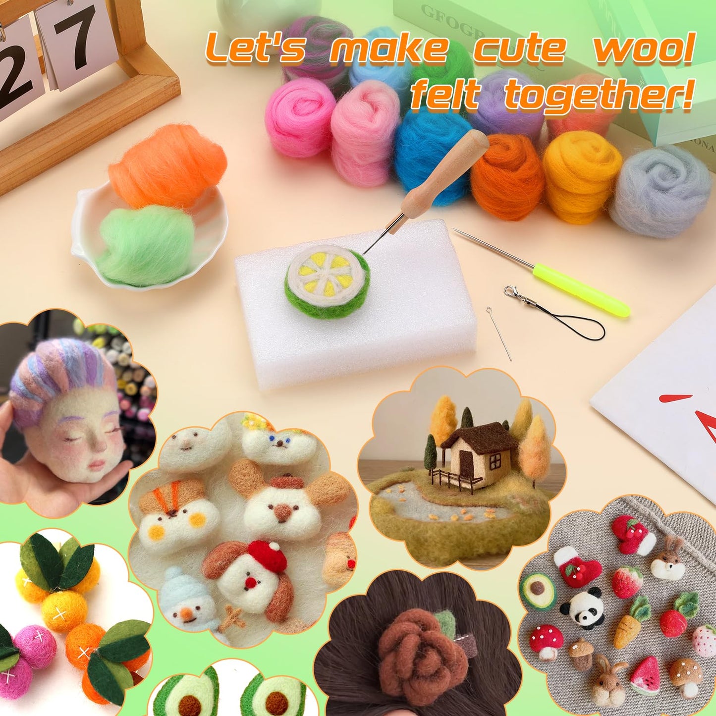 IMZAY Needle Felting Kit, 149 Pieces Needle Felting Tools for Beginner, 72 Colors Wool Roving Set, Felting Kit with Wool Felt Tools and Foam Mat, Felting Kits for Beginners Adult