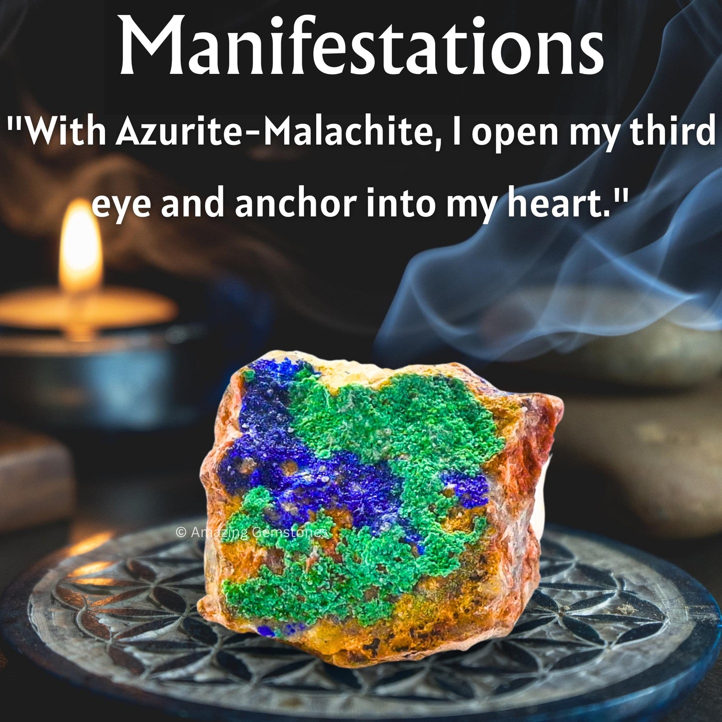 Amazing Gemstone Azurite Malachite Crystals & Healing Stones - Premium Semi Precious Gem Stones for Spiritual Growth - Healing Crystals Geode Clusters for Meditation, Chakra Balance & Energy (M)