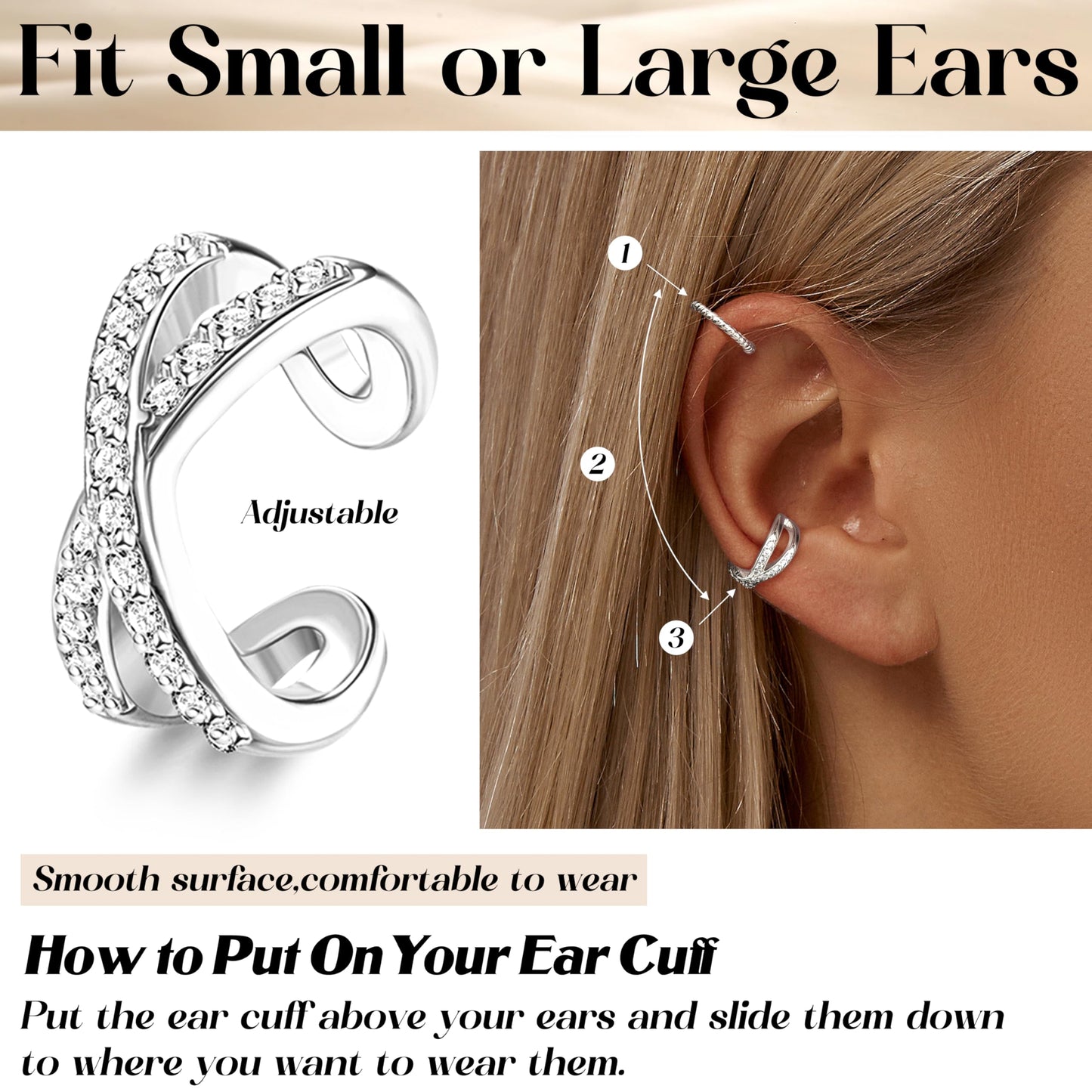 FUNRUN JEWELRY 12Pcs Ear Cuff Earrings for Women Non Piercing 14K Gold Plated Ear Cuffs Non Pierced Clip on Cartilage Earring Adjustable Fake Earrings