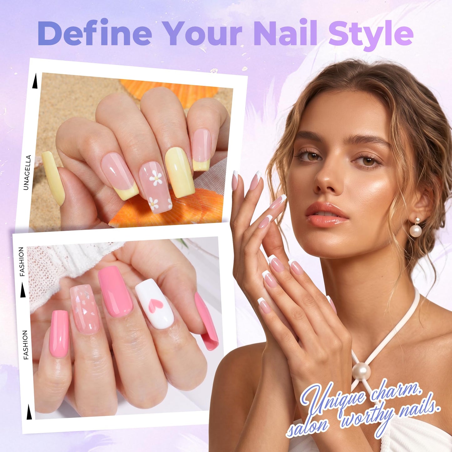 UNA GELLA Medium Square Nail Tips: 450PCS Medium Fake Acrylic Gel Nail Tips 15 Sizes Soft Pre-shape Press On Nails Square French For Full Cover Nails Extension Home DIY Salon