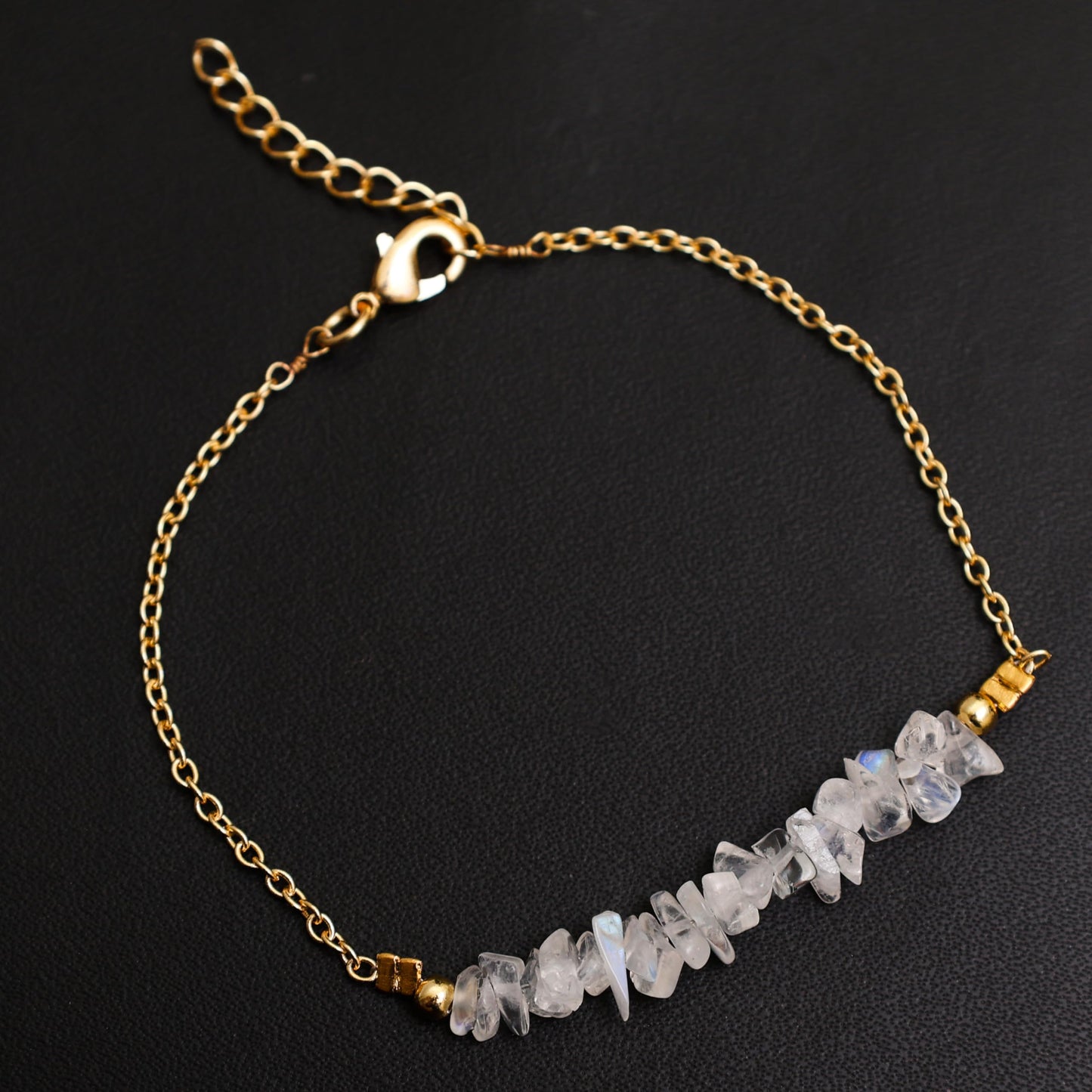 Gempires Moonstone Bracelet for Women, Crystal Bracelet, June Birthstone Gemstone Jewelry, Gold Plated Adjustable Bracelet (7” + 1” Extender), Dainty Stackable Bracelet Gift for Her