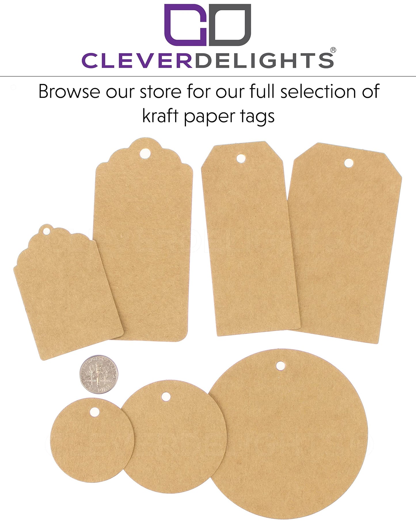 CleverDelights 3" Round Kraft Gift Tags - 100 Pack - Round Circle Paper Hang Tag 3 Inch