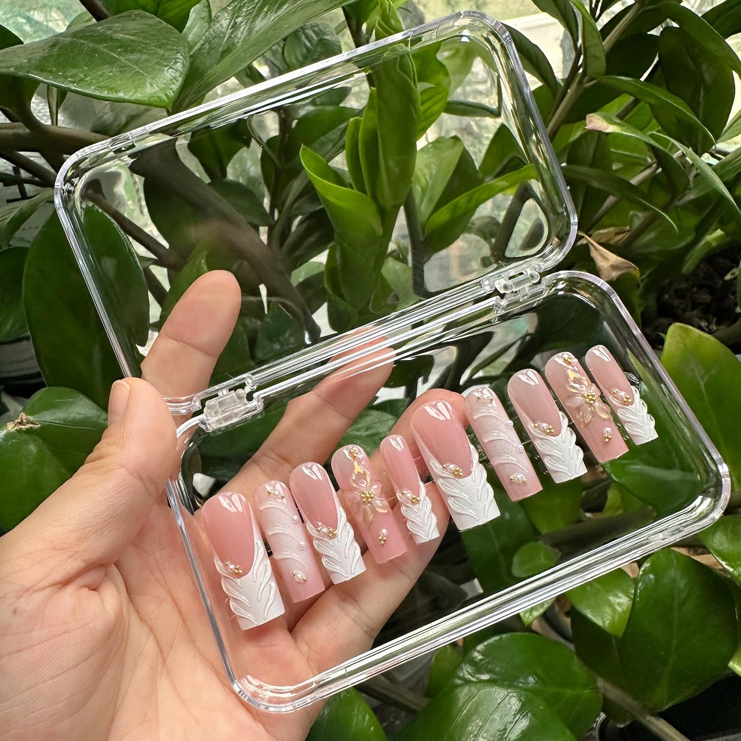 14Pcs Press On Nail Packaging Box Large,Press on Nail Storage Boxes for Press Ons Long, fit XL-3XL False Nail Display Cases with 60 Pcs Adhesive Tape, Plastic Clear Box for Fake Nails Storage Business