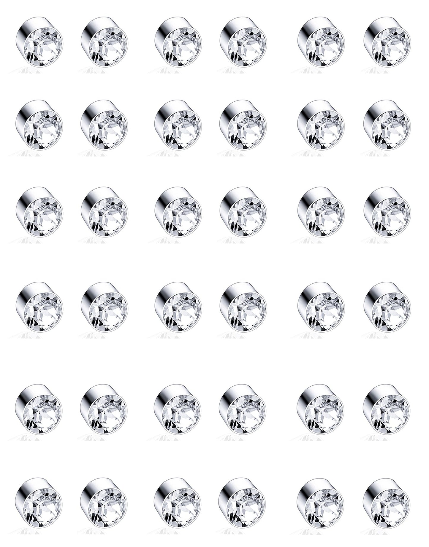 Ofeiyaa 18 Pairs Magnetic stud Earrings Colors CZ Earrings Set Fake Earring Jewelry Clip on No Piercing Earrings Studs for Women Men 4MM 6MM