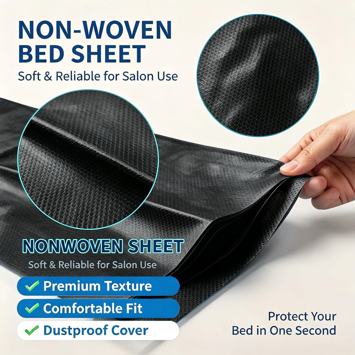 50PCS Massage Table Sheet Disposable Spa Bed Cover 75"x31" Waterproof Black (50 Count)