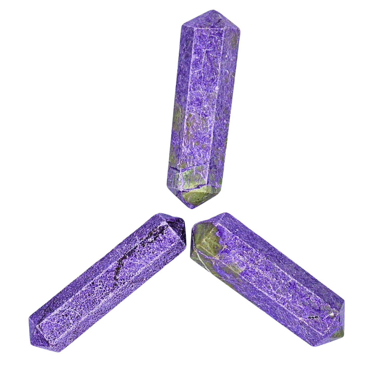 Amazing Gemstone Stichtite Crystal Points Bulk Healing Crystals and Stones - Pack of 3 Double Terminated Healing Wand Point Bulk Crystals for Crafts, Crystal Grid, DIY Work