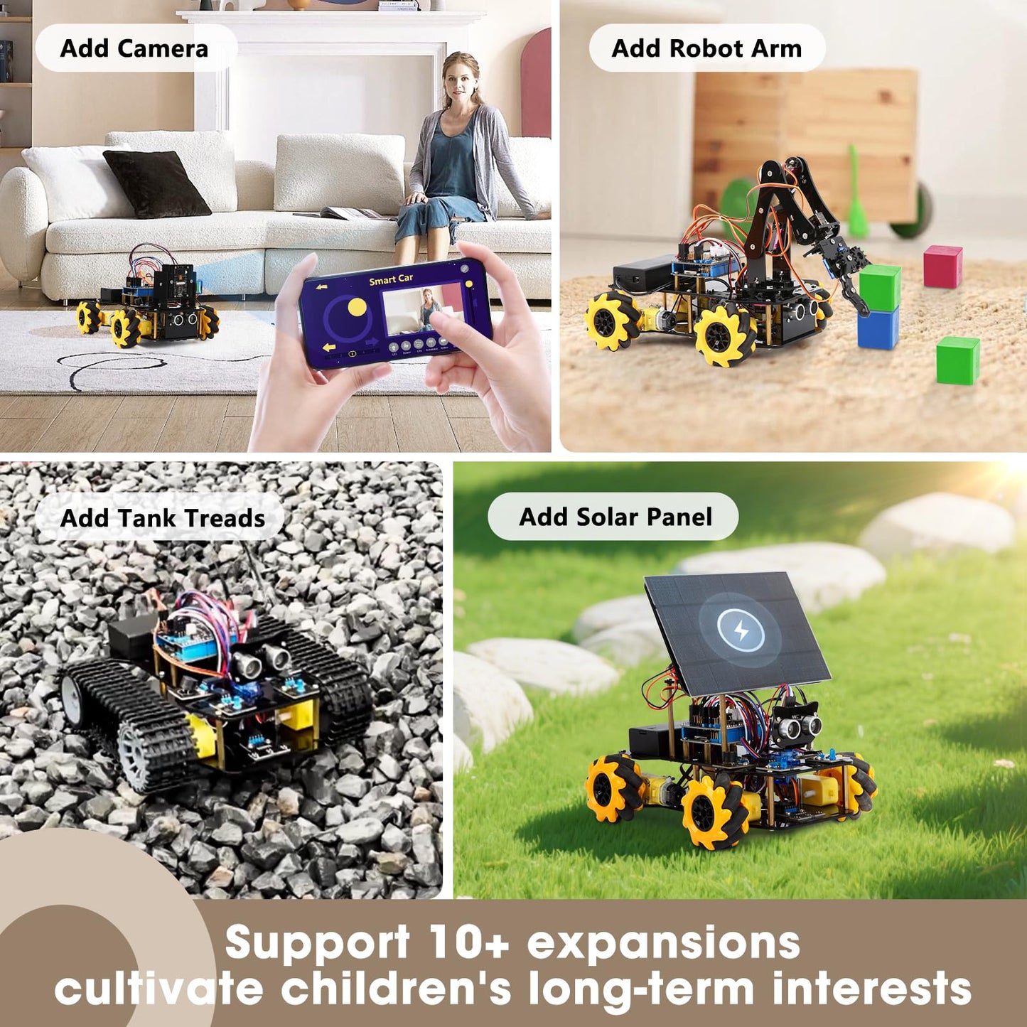 Robotics for Kids Ages 8-12, ACEBOTT Smart Robot Arm Car Kit with 5DOF, STEM Toys for Boys Age 8-12 12-16+, ESP32 Arduino/Python/Blockly Coding, App & Remote Control, STEM DIY Gift for Teens & Adults