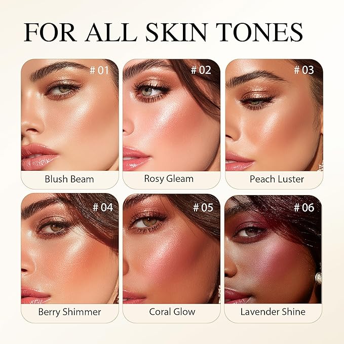 PHOFAY Luminous Blush Powder-Multi-Use Formula, Ultra-Fine & Smooth, Longer-Lasting Wear with Natural Luminous Glow (02#)