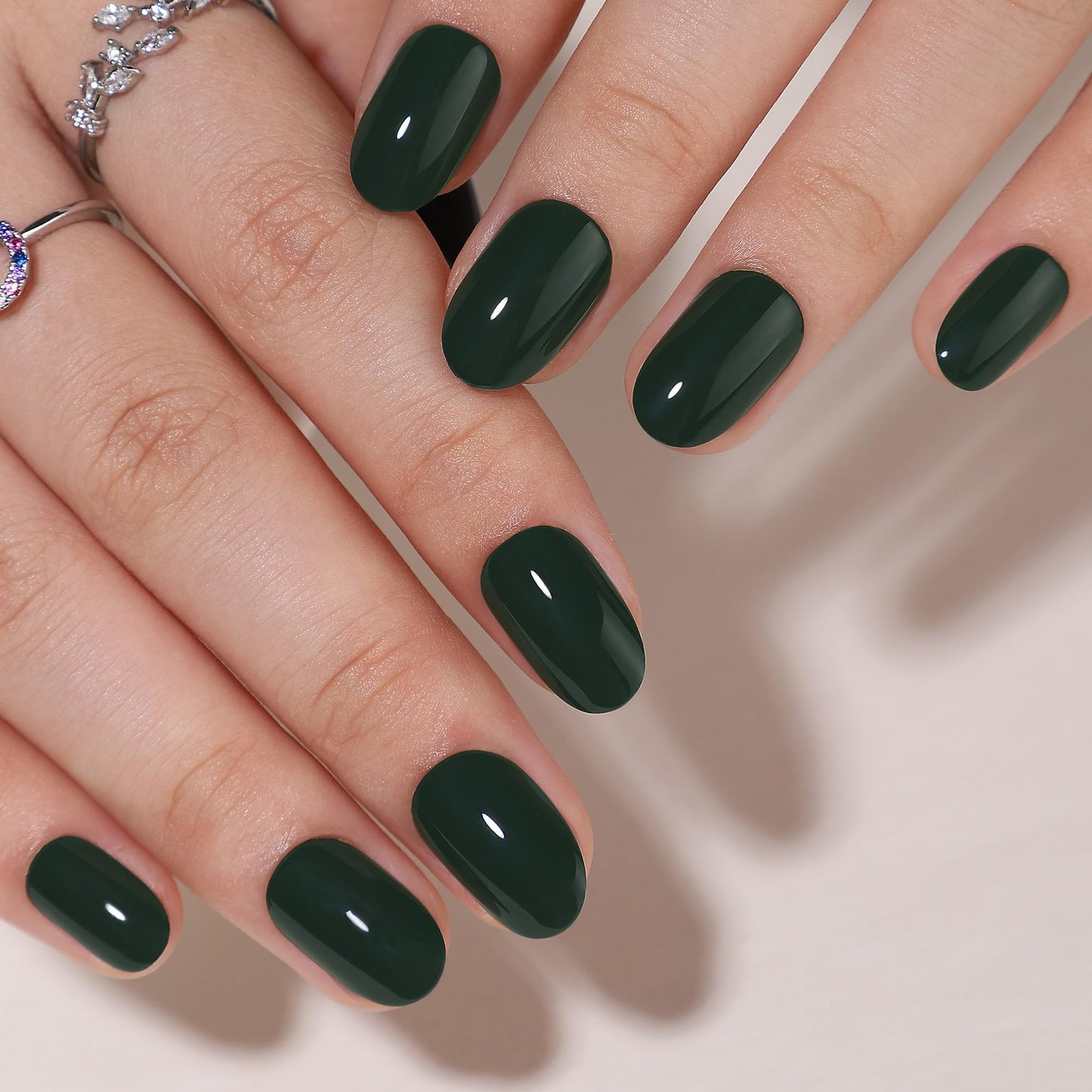 Green Press On Nails Short - RTKHFZE Soft Gel Press on Nails Almond Short Oval Fake Nails with Nails Glue,Fit Perfecty,Reusable Stick on Nails in 16 Sizes - 32Pcs Gel False Nails Kit