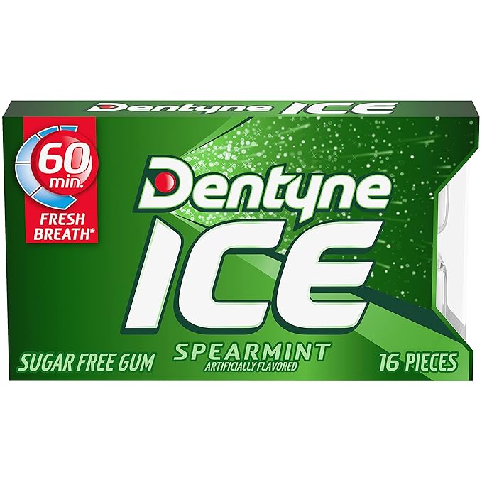 Dentyne Ice Spearmint Sugar-Free Chewing Gum, 9 Packs of 16 Pieces (144 Total Pieces)