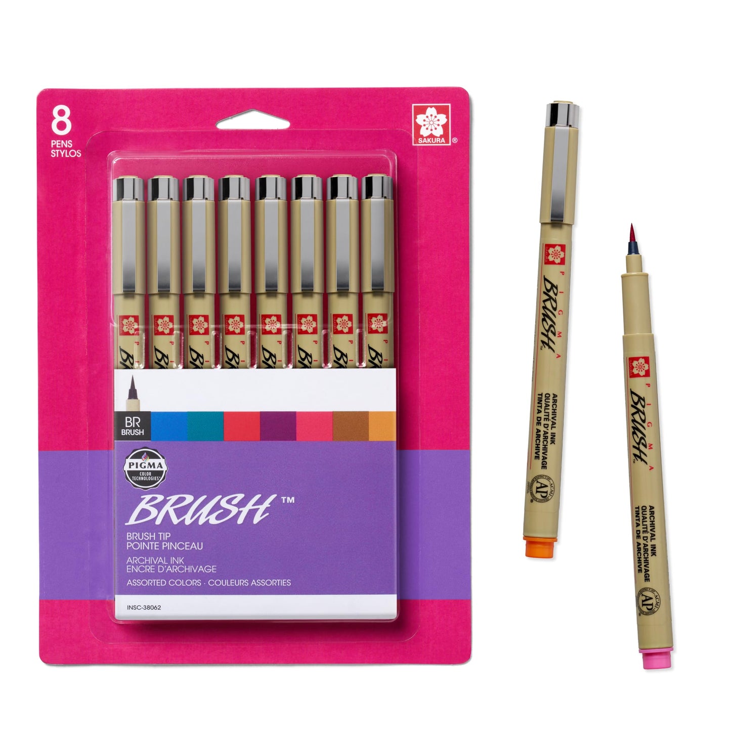 SAKURA Archival Brush Pens, 8 Set, Colors may vary, 8 Piece