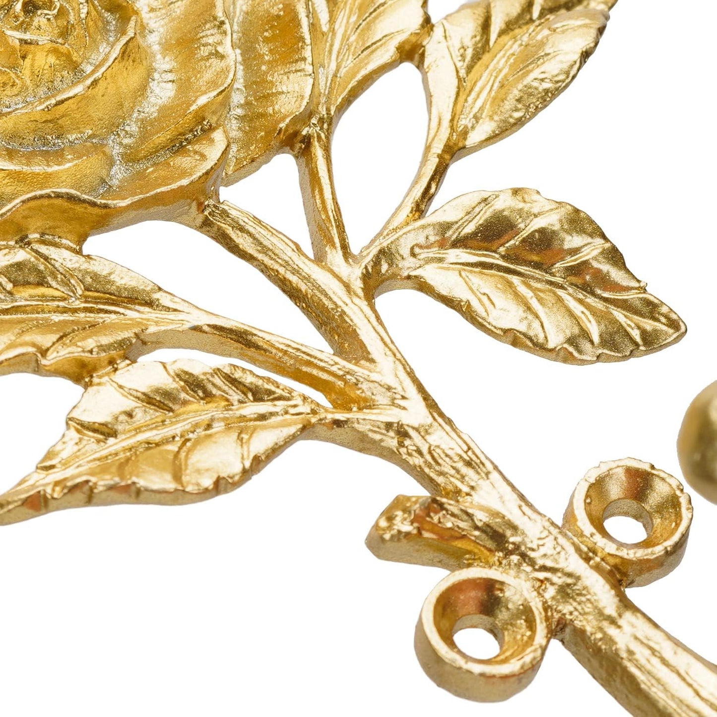 SOFFEE DESIGN 2pcs Golden Single Hooks 3D Flower Retro Ornate Style for Room Wall Mounted Decoration, Coat Hat Scarf Hanging Entry Heavy Duty Hooks, Home Decor